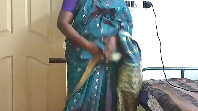 desi indian tamil telugu kannada malayalam hindi horny cheating wife vanitha wearing blue colour saree showing big boobs and shaved pussy press hard boobs press nip rubbing pussy masturbation